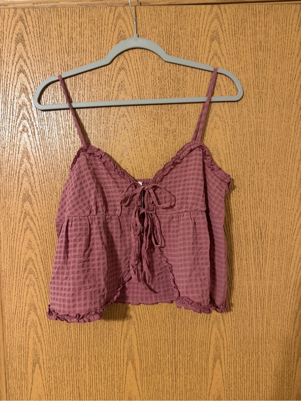 American Eagle Outfitters Mauve Waffle Knit Tie-Front Cami